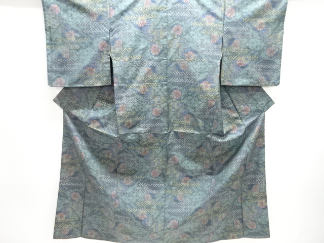 JAPANESE KIMONO / SILK / DORO OSHIMA TSUMUGI / WOVEN FLORAL CLASSICAL PATTERN